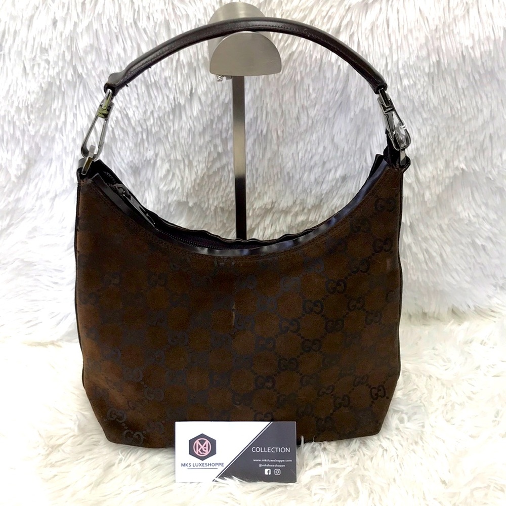 Gucci Brown Monogram Canvas Hobo Bag